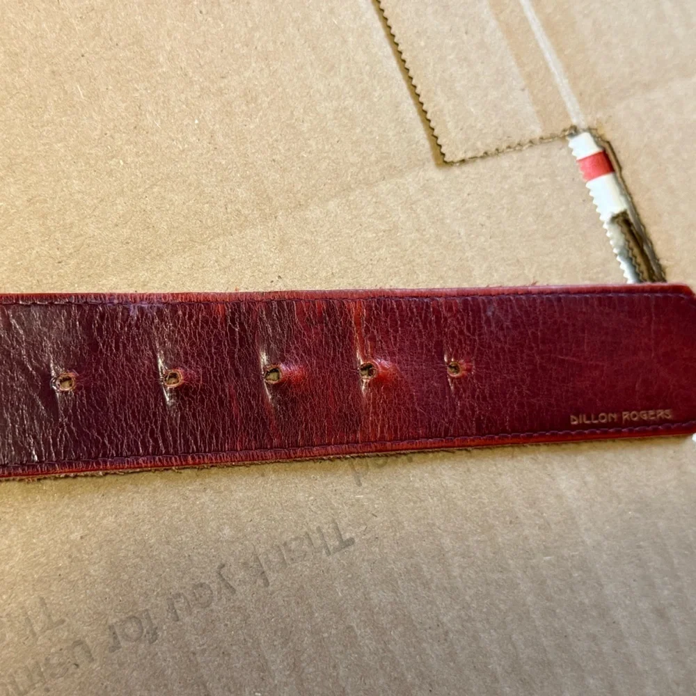 Dillon Rogers Mahogany Brown Leather Belt “Live Well Laugh Often Love Much” XS